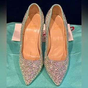 Christian Louboutin Tiffany Blue Swarovski Crystal Strass Heels Size 38.5
